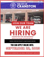 Mayor Hopkins Announces Cranston Fire Department Accepting Applications